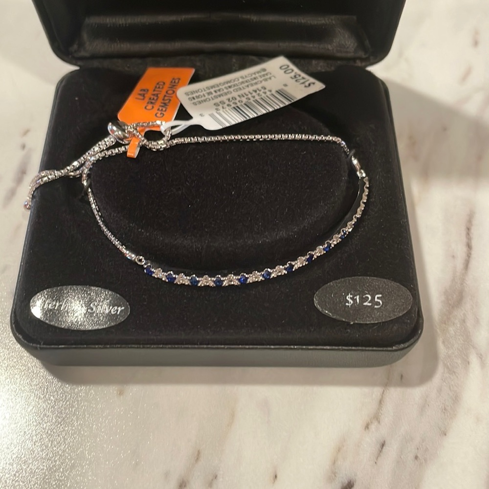 Sterling silver with sapphire gem bolo bracket! Brand new